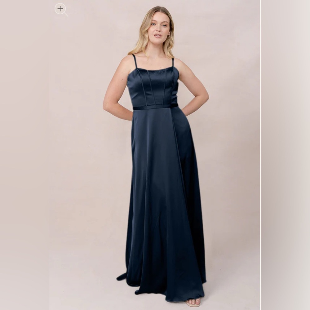 Revelry Satin Dress-Nova in Romantic Blue/Navy